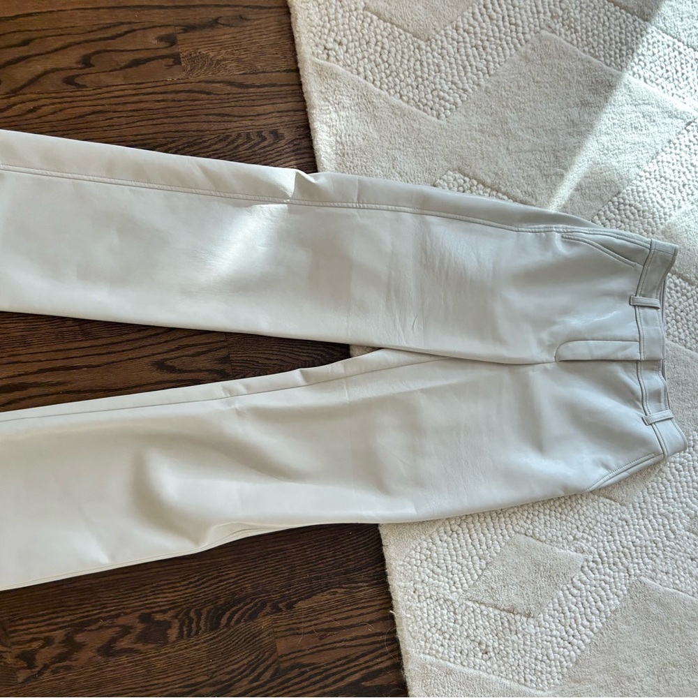Babaton Cream Pleather Trousers